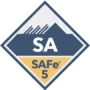 orgalean Badges - SAFe 5: Ein auf der Spitze stehender 4-eckiger Badge als Nachweis für die Ausbildung in SAFe 5.
